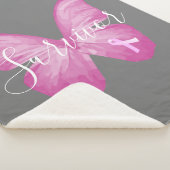 Roze Butterfly Breast Cancer Survivor Sherpa Deken (3/4)