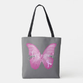 Roze Butterfly Breast Cancer Survivor Tote Bag (Achterkant)
