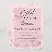 Roze Butterfly Bridal Shower Kaart (Voorkant / Achterkant)