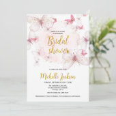 Roze Butterfly Bridal Shower Kaart (Staand voorkant)