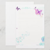 Roze Butterfly Briefpapier (Voorkant / Achterkant)