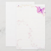 Roze Butterfly Briefpapier (Voorkant / Achterkant)