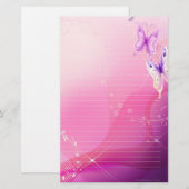 Roze Butterfly Briefpapier (Voorkant / Achterkant)