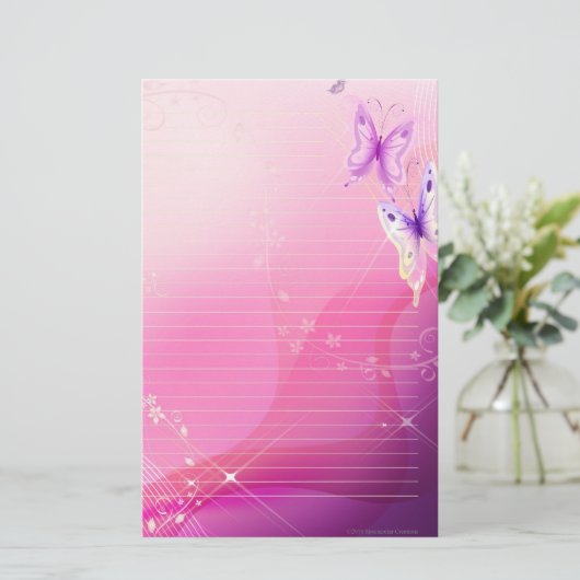 Roze Butterfly Briefpapier (Staand voorkant)