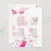 Roze Butterfly Bunco-kaart/Briefkaart blad Briefkaart (Voorkant / Achterkant)