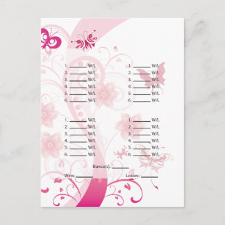 Roze Butterfly Bunco-kaart/Briefkaart blad Briefkaart