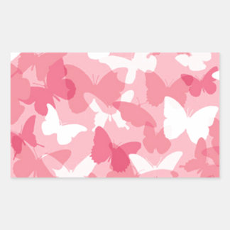 Roze Butterfly Camouflage Rechthoekige Sticker