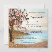 Roze Butterfly Cherry Blossom Verloving Kaart (Voorkant)