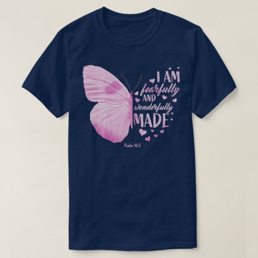 Roze Butterfly Christelijke Bijbel Verse Gezegden  T-shirt (Design voorkant)