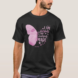 Roze Butterfly Christelijke Bijbel Verse Gezegden T-shirt