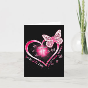 Roze Butterfly Cross Faith Hope Love Breast Cancer Kaart