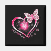 Roze Butterfly Cross Faith Hope Love Breast Cancer Magneet (Voorkant)