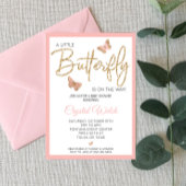 Roze Butterfly en Glitter Baby shower Invitation Kaart