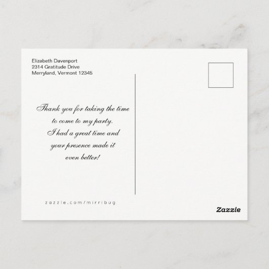 Roze Butterfly en Shabby  Rozen Hartelijk dank Briefkaart (Achterkant)