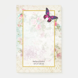 Roze Butterfly en Shabby  Rozen Wedding Post-it® Notes