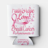 Roze Butterfly Faith Hope Breast Cancer Blikjeskoeler (Achterkant)