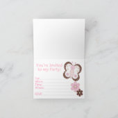Roze Butterfly First Birthday Fill-in Invitations (Binnen)