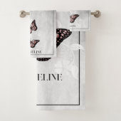 Roze Butterfly Floral Bath Towel Set Bad Handdoek (Insitu)