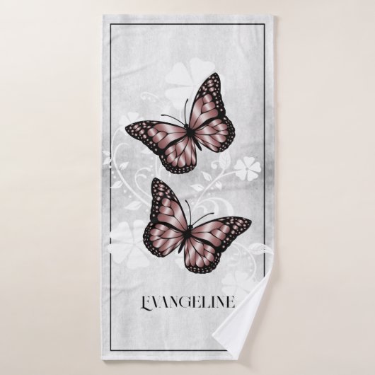 Roze Butterfly Floral Bath Towel Set Bad Handdoek (Badhanddoek)