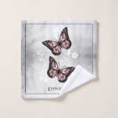 Roze Butterfly Floral Bath Towel Set Bad Handdoek (Wasdoekje)