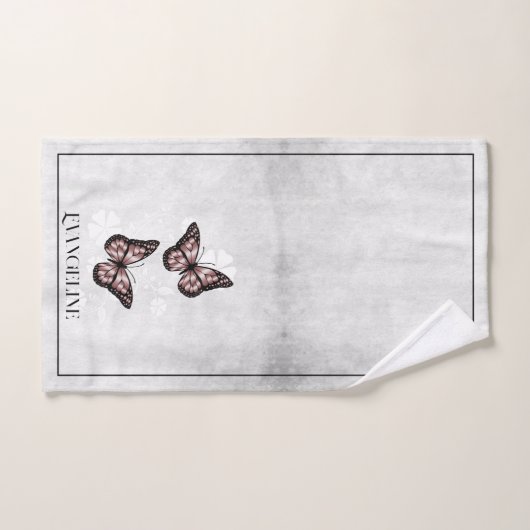 Roze Butterfly Floral Bath Towel Set Bad Handdoek (Handdoek)