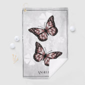 Roze Butterfly Floral Golf Towel Golfhanddoek (Insitu)