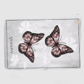 Roze Butterfly Floral Golf Towel Golfhanddoek (Horizontaal)
