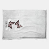 Roze Butterfly Floral Kitchen Towel Theedoek (Horizontaal)