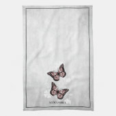 Roze Butterfly Floral Kitchen Towel Theedoek (Verticaal)