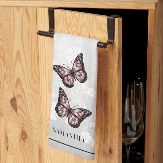 Roze Butterfly Floral Kitchen Towel Theedoek (Derde Gevouwen)
