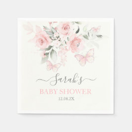 Roze Butterfly Floral Napkins Servet