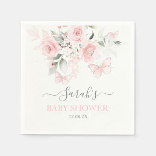 Roze Butterfly Floral Napkins Servet
