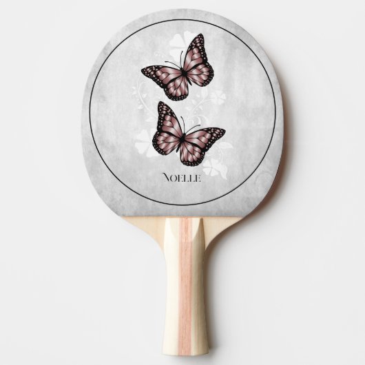 Roze Butterfly Floral Ping Pong Paddle Tafeltennisbatje (Voorkant)