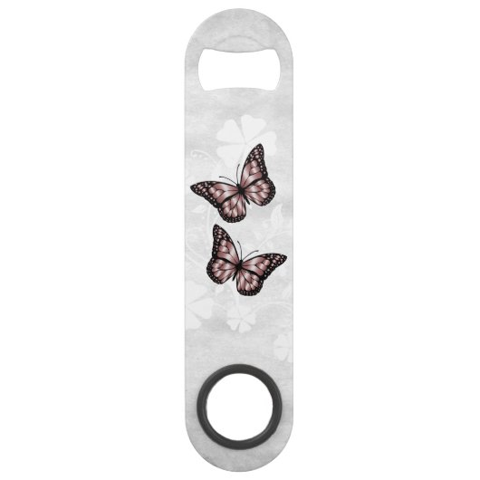 Roze Butterfly Floral Specialized Bar Key Speed Flessenopener (Achterkant)