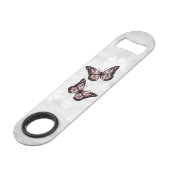 Roze Butterfly Floral Specialized Bar Key Speed Flessenopener (Achterkant Gekanteld)