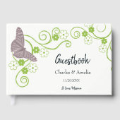 Roze Butterfly Floral Weddendag Guestbook Gastenboek (Voorkant)