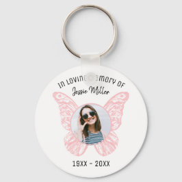 Roze Butterfly Foto Memorial Sleutelhanger