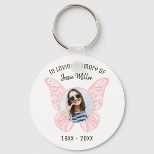 Roze Butterfly Foto Memorial Sleutelhanger