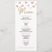 Roze Butterfly Geavanceerd Baby shower flatmenu Menu (Voorkant)