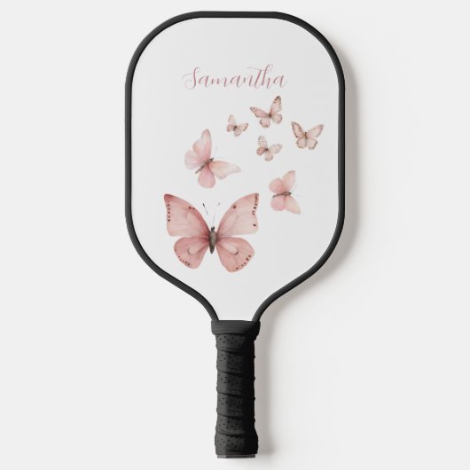 Roze Butterfly, gepersonaliseerd Pickleball Paddle (Voorkant)