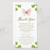 Roze Butterfly Hartelijk dank voor de sympathiekaa Bedankkaart (Voorkant / Achterkant)