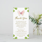 Roze Butterfly Hartelijk dank voor de sympathiekaa Bedankkaart (Staand voorkant)