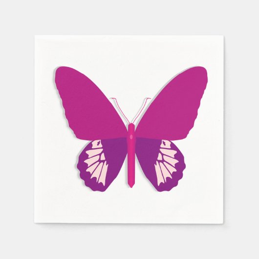 Roze Butterfly Insect Paper Napkins Servet (Voorkant)