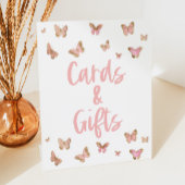 Roze Butterfly-Kaarten en Gifts Party Sign Reclamebord Met Voetstuk
