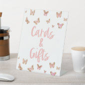 Roze Butterfly-Kaarten en Gifts Party Sign Reclamebord Met Voetstuk (Insitu)