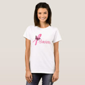Roze Butterfly-lint - Borstkanker overleving T-shirt (Voorkant volledig)