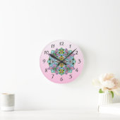 Roze Butterfly Mandala Whimsical Hand Drawn   Ronde Klok (Huis)