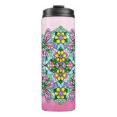 Roze Butterfly Mandala Whimsical Hand Drawn Thermosbeker (Voorkant)