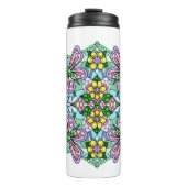 Roze Butterfly Mandala Whimsical Hand Drawn Thermosbeker (Voorkant)