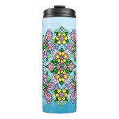 Roze Butterfly Mandala Whimsical Hand Drawn Thermosbeker (Voorkant)
